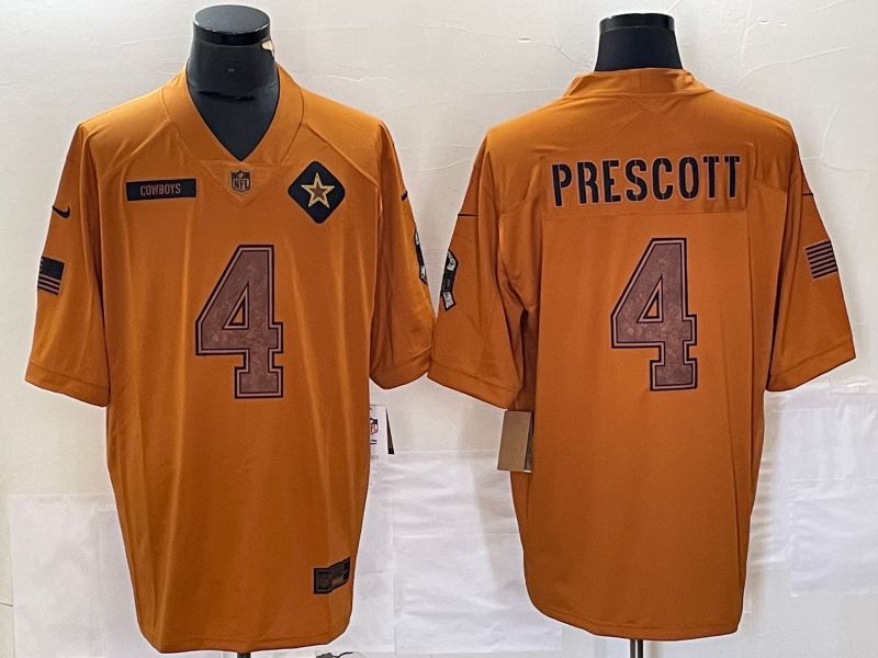 Men Dallas Cowboys #4 Prescott brown Nike 2023 Salute To Service Limited NFL Jersey